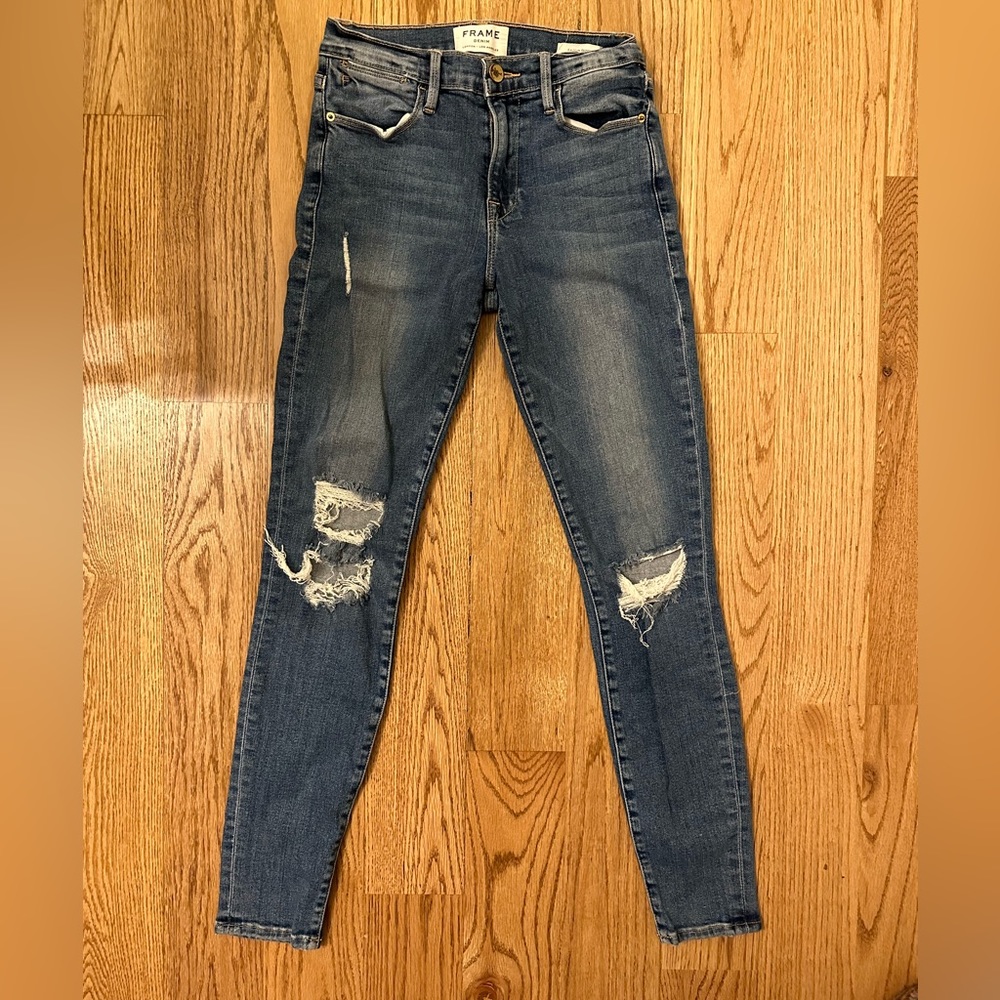 Frame Denim distressed skinny jeans